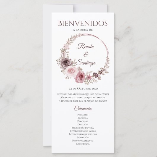 Boho Hochzeitsprogramm (Vorderseite)