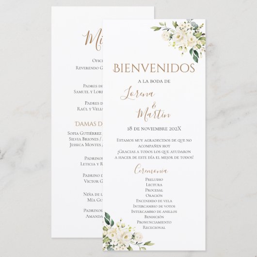 Boho Hochzeitsprogramm (Vorne/Hinten)