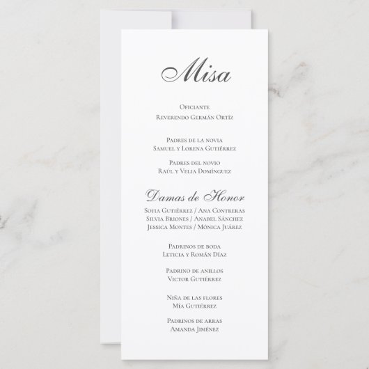 Boho Hochzeitsprogramm (Rückseite)