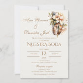 Boho-Hochzeitsringe auf Spanisch Einladung (Vorderseite)