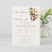 Boho-Hochzeitsringe auf Spanisch Einladung (Stehend Vorderseite)