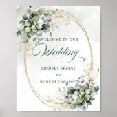 Boho-Hochzeitstisch-Willkommensschild Dusty Green Poster (Vorne)