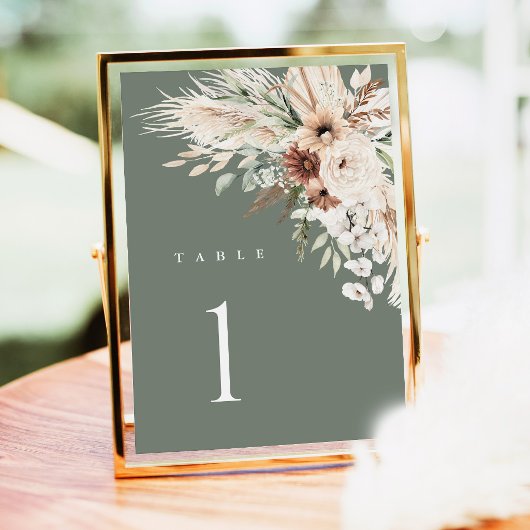 Boho-Hochzeitstischnummern, Pampasgras-Blumen