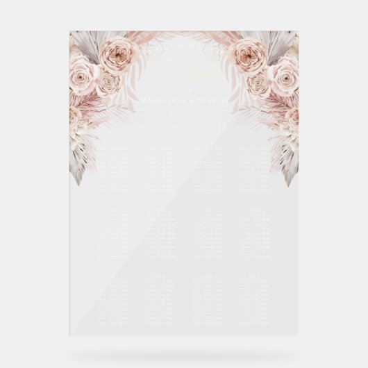 Boho-Hochzeitstorte Acrylschild (Vorderseite)