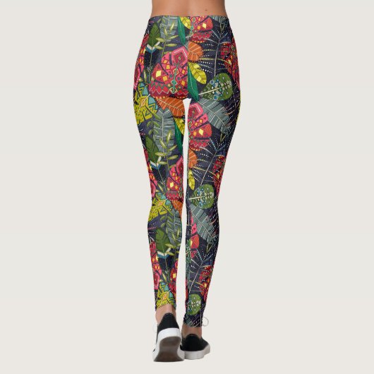 Boho hojas Mitternacht Leggings (Rückseite)