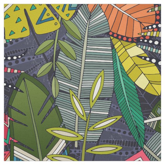 Boho hojas Mitternacht Stoff (Muster)