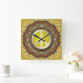 Boho Holiday Dreams PEACE Satin Lace Mandala Quadratische Wanduhr (Zuhause)