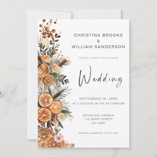 Boho Holiday Foto Wedding Einladung (Vorderseite)