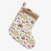 Boho Holiday Saison Großer Weihnachtsstrumpf (Vorderansicht (hängend))