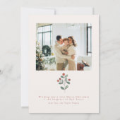 Boho Holly Family Foto Weihnachtskarte Einladung (Rückseite)