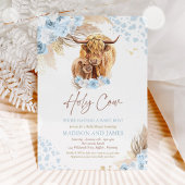 Boho Holy Cow Blue Pampas Grass Boy Baby Dusche Einladung