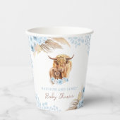 Boho Holy Cow Blue Pampas Grass Boy Baby Shower Pappbecher (Vorderseite)