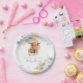 Boho Holy Cow Blue Pampas Grass Boy Baby Shower Pappteller (Party)