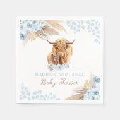 Boho Holy Cow Blue Pampas Grass Boy Baby Shower Serviette (Vorderseite)