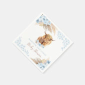 Boho Holy Cow Blue Pampas Grass Boy Baby Shower Serviette (Ecke)