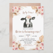 Boho Holy Cow Girl Birthday Einladung (Vorne/Hinten)