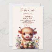 Boho Holy Cow Highland Cow Baby Shower Einladung (Vorderseite)