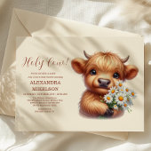 Boho Holy Cow Highland Cow Baby Shower Einladung