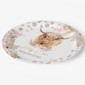 Boho Holy Cow Highland Pampas 1. Geburtstag Pappteller (Schrägansicht)