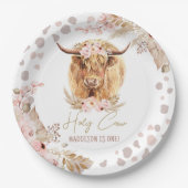 Boho Holy Cow Highland Pampas 1. Geburtstag Pappteller (Vorderseite)