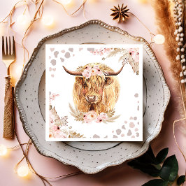 Boho Holy Cow Highland Pampas 1. Geburtstag Serviette
