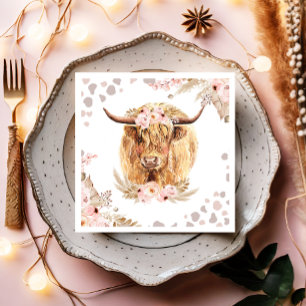 Boho Holy Cow Highland Pampas 1. Geburtstag Serviette