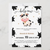 Boho Holy Cow & Stars Baby Boy Dusche Einladung (Vorderseite)