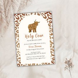 Boho Holy Cow Western Highland Cow Babydusche Einladung