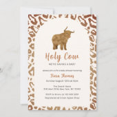 Boho Holy Cow Western Highland Cow Babydusche Einladung (Vorderseite)