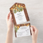 Boho Holz Blätter Himmelsleuchten bohemian elegant All In One Einladung (Abreißen)