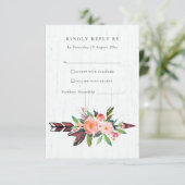 BOHO HOLZ LAND BLUSH ARROW FLORAL WEDDING RSVP (Stehend Vorderseite)