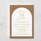Boho Holz und Gold 10. Hochzeitstag Party Einladung (Vorderseite)