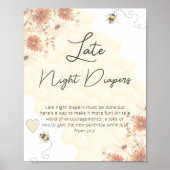 Boho Honey Baby Dusche Spate Night Diapers Poster (Vorne)