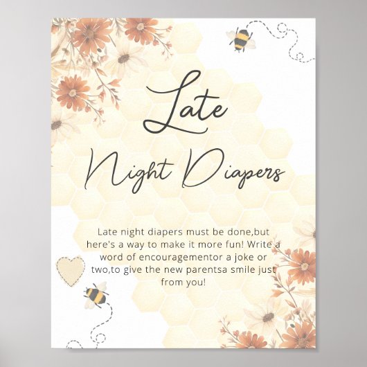 Boho Honey Baby Dusche Spate Night Diapers Poster (Vorne)