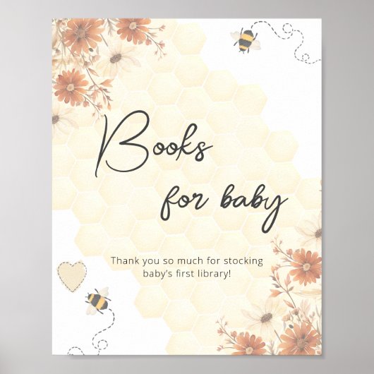 Boho Honey Bee Baby Duschbücher für Baby Poster (Vorne)