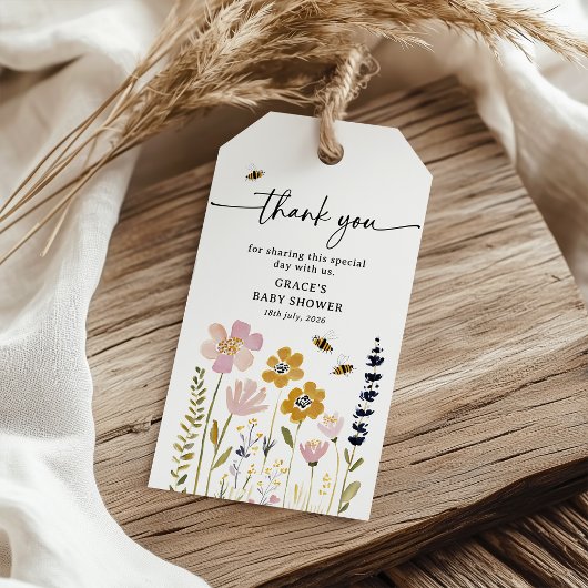 Boho Honey Bee Baby Shower Geschenkanhänger