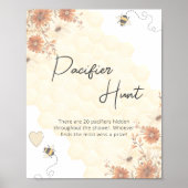 Boho Honey Bee Baby Shower Schnuller Hunt Poster (Vorne)