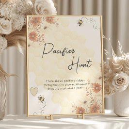Boho Honey Bee Baby Shower Schnuller Hunt Poster