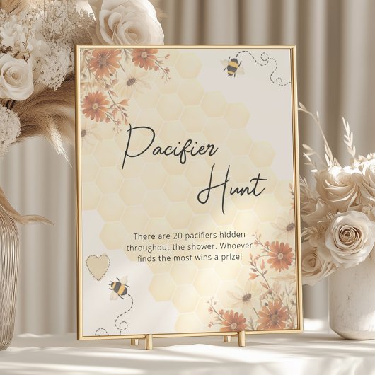 Boho Honey Bee Baby Shower Schnuller Hunt Poster