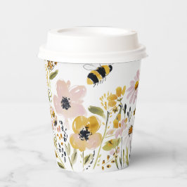 Boho Honey Bee & Wildflower Baby Shower Pappbecher