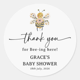 Boho HoneyBee Baby Shower Thank You Runder Aufkleber