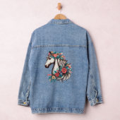 Boho Horse mit Blume, Bläserpferd Lover Jeansjacke (Hangar)