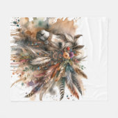 Boho Horse with feathers Fleecedecke (Vorderseite (Horizontal))
