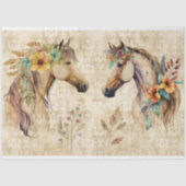 BOHO HORSES BLUMENDEKOUPAGE SEIDENPAPIER (Vorderseite)