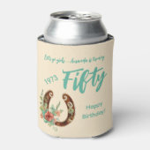 Boho Horseshoe Wildblumen Fiftieth Birthday Dosenkühler (Kanne Vorderseite)