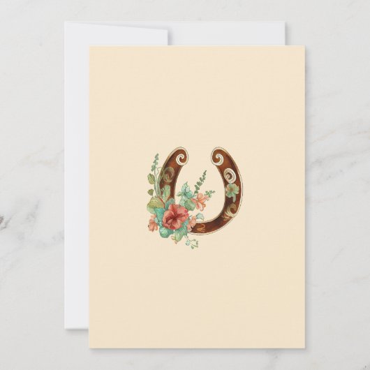 Boho Horseshoe Wildblumen Fiftieth Birthday Einladung (Rückseite)