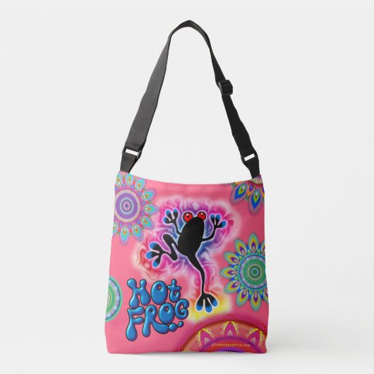 Boho Hot Frog Surf psychedelische Tote Tasche rot. (Vorderseite)