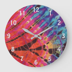 Boho Hot Pink Aquamarin Blue Abstrakt Batik Gefär Große Wanduhr