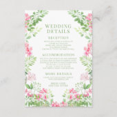 Boho Hot Pink Blumengarten Hochzeitsdetails Begleitkarte (Vorderseite)