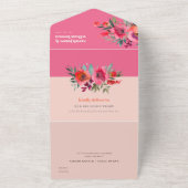 Boho Hot Pink Orange Blumenhochzeit All In One Einladung (Außenbereich)